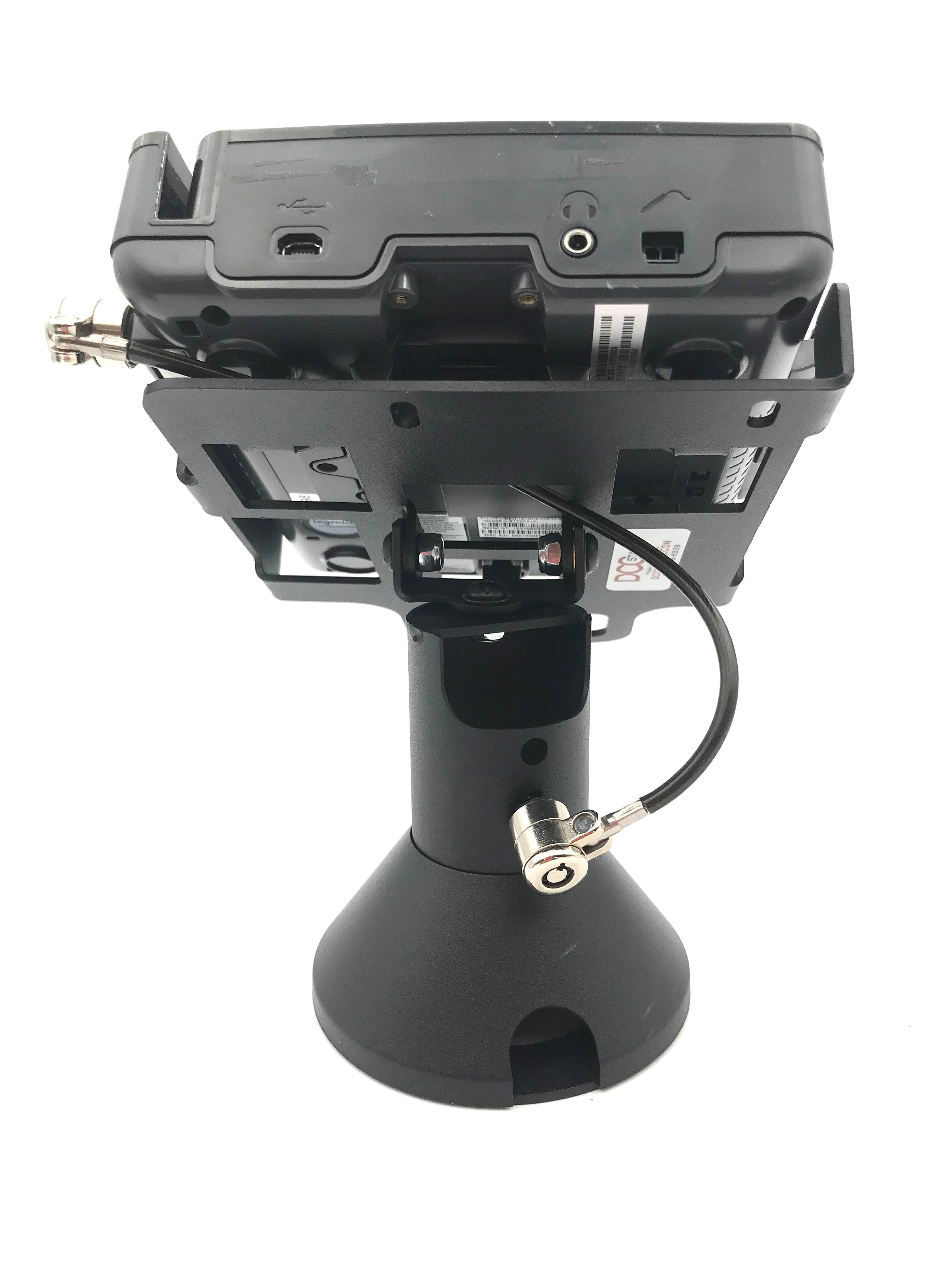 Ingenico ISC 250 Low Swivel and Tilt Terminal Stand with Device to Stand Security Tether Lock, Two Keys 8" (Black) - DCCSUPPLY.COM