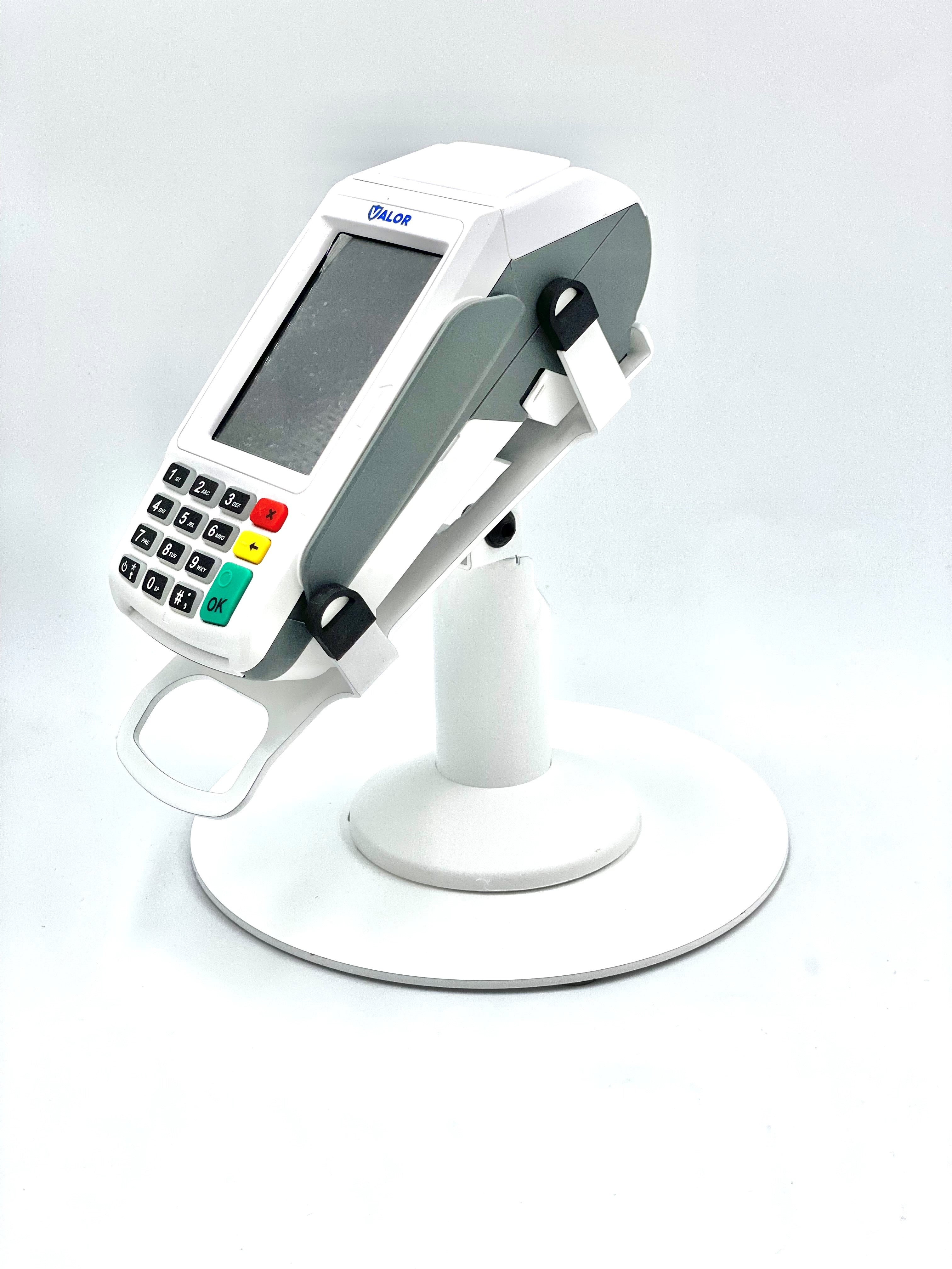 Valor Paytech VL100 Low Freestanding Swivel and Tilt Stand with Round Plate (White)