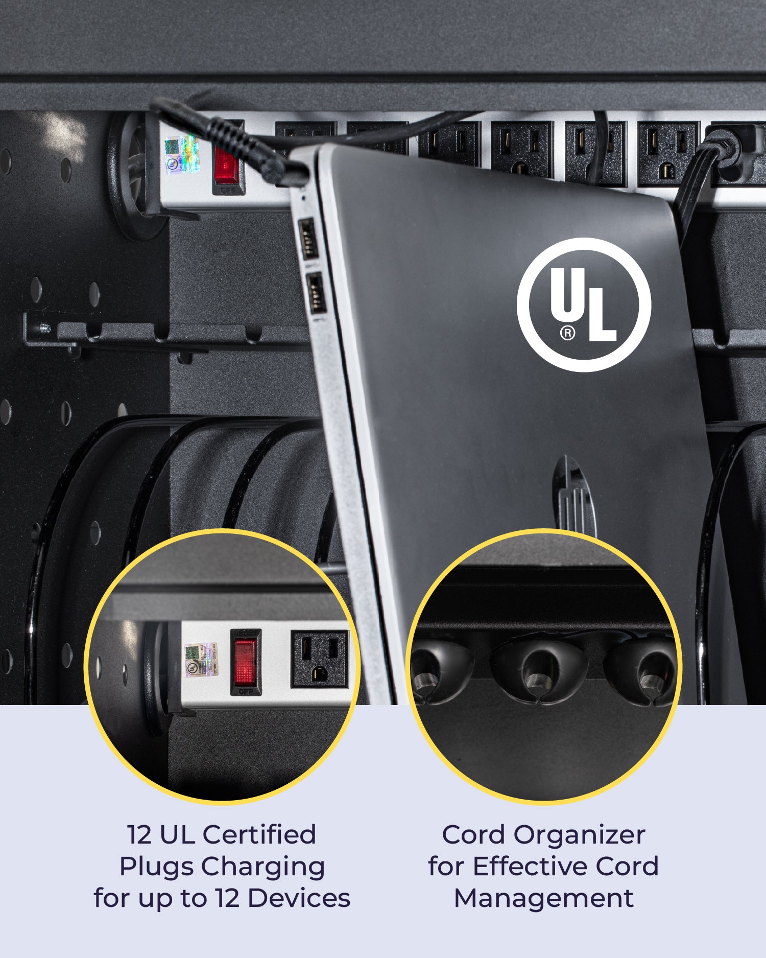 Volcora 12 Device Charging & Storage Cabinet with Combination Lock - Black