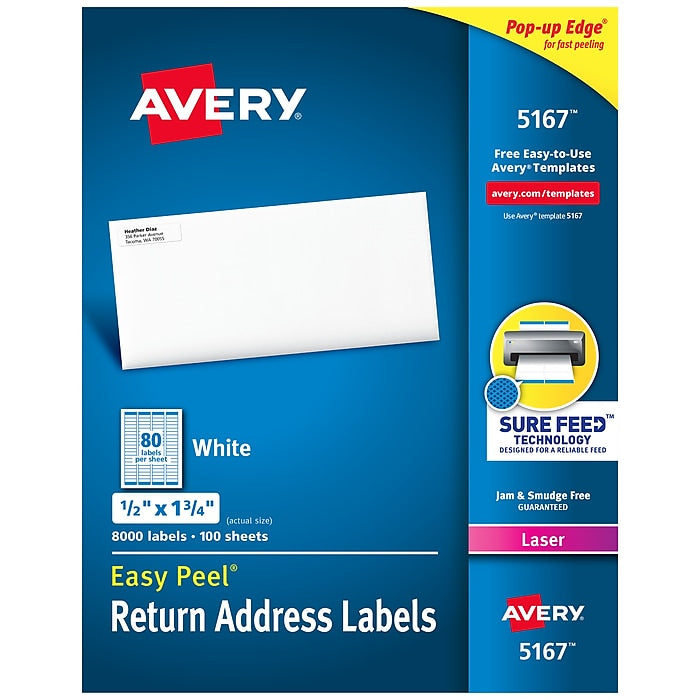 Avery 5167 Address Labels - 8000 Labels