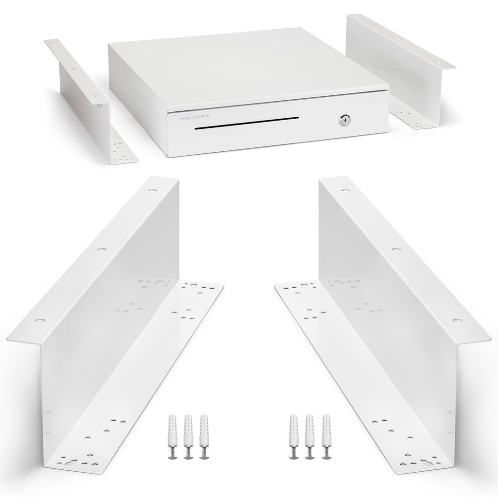Volcora 16" x 5" x 2" Heavy Duty Steel Under Counter Mounting Bracket - White