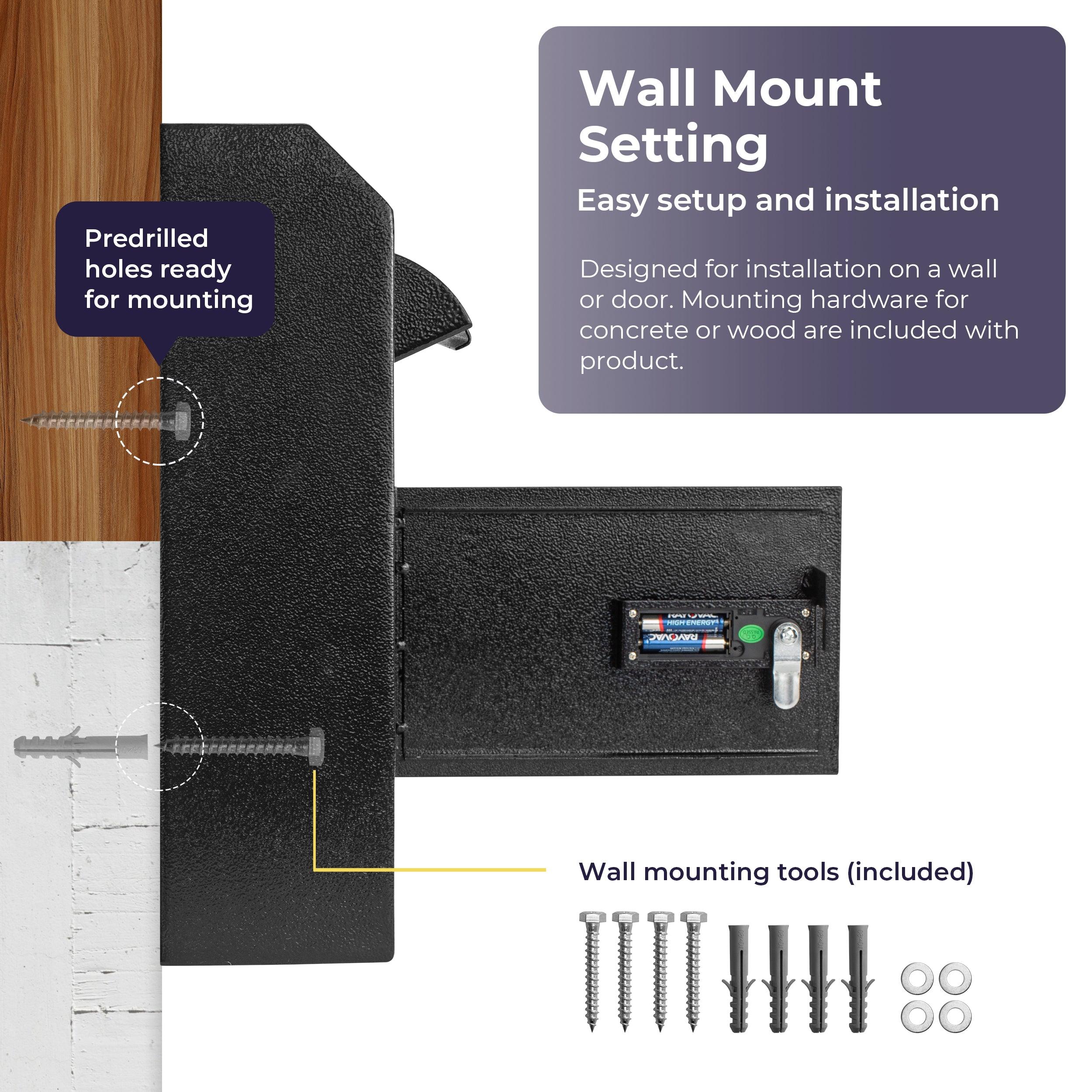 Volcora Wall Mount Digital Keypad Lock Drop Safe - Black