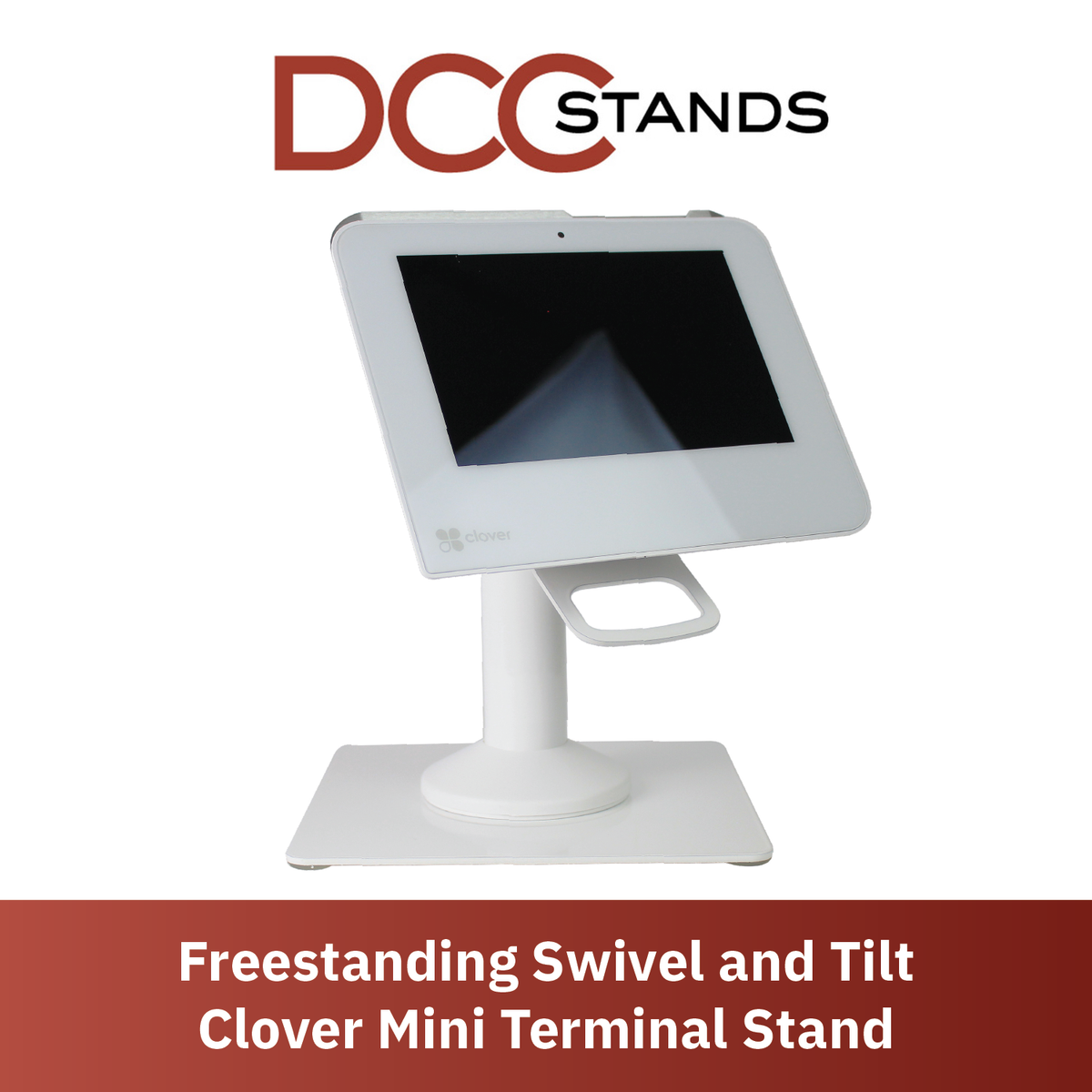 Clover Mini/Clover Mini 3 Freestanding Swivel and Tilt Stand (White) with Square Plate