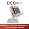 Clover Mini Freestanding Swivel and Tilt Stand and Screen Protector (White)