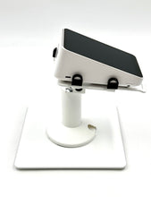 Load image into Gallery viewer, Square POS Low Freestanding Swivel and Tilt Stand with Square Plate (White)
