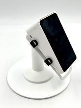 Load image into Gallery viewer, Square POS Low Freestanding Swivel and Tilt Stand with Round Plate (White)
