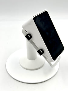 Square POS Low Freestanding Swivel and Tilt Stand with Round Plate (White)
