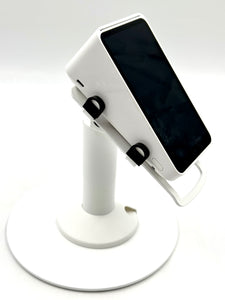 Square POS Freestanding Swivel and Tilt Stand with Round Plate (White)
