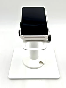 Square POS Freestanding Swivel and Tilt Stand with Square Plate (White)
