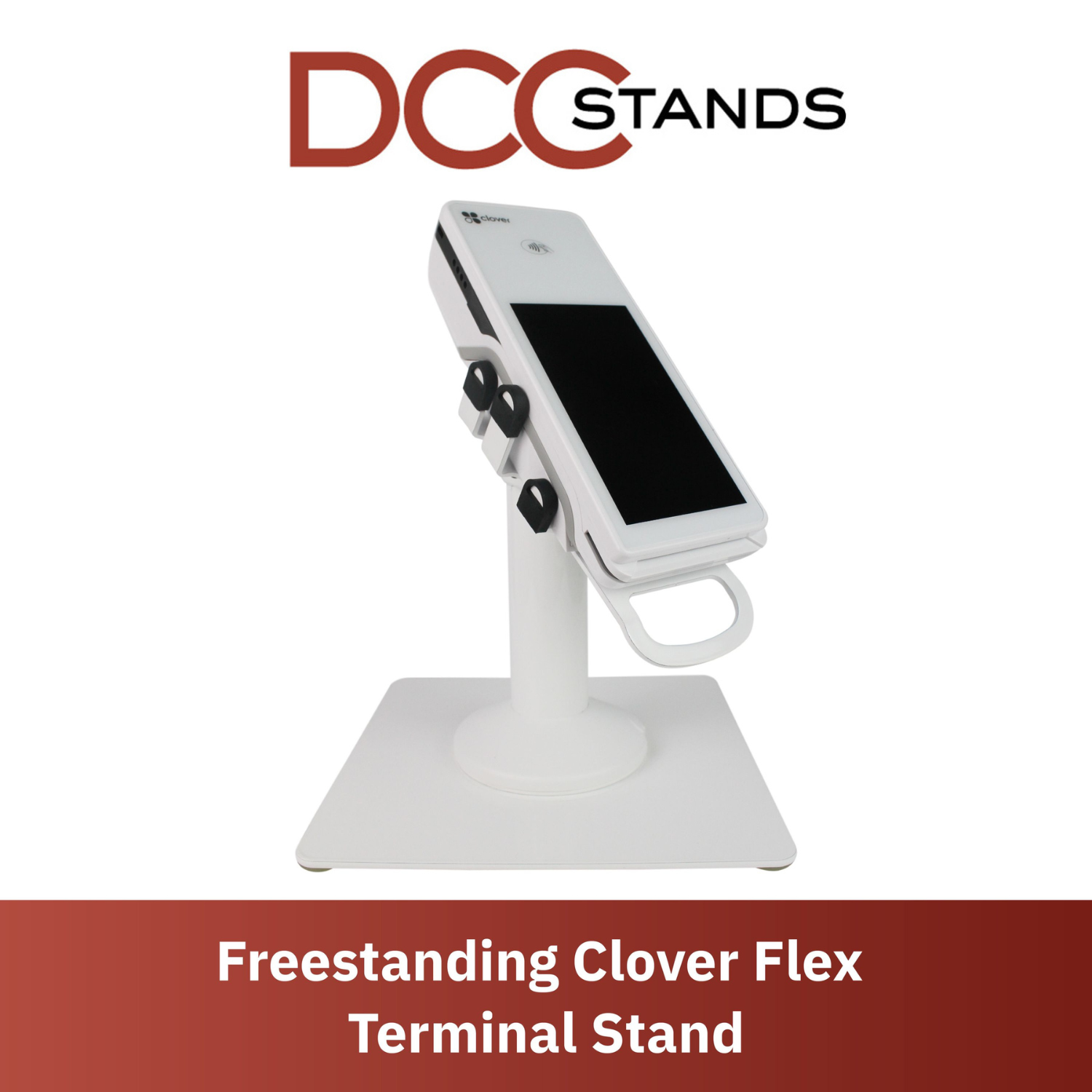 Clover Flex Freestanding Swivel and Tilt Stand with Square Plate (White) for C401U POS