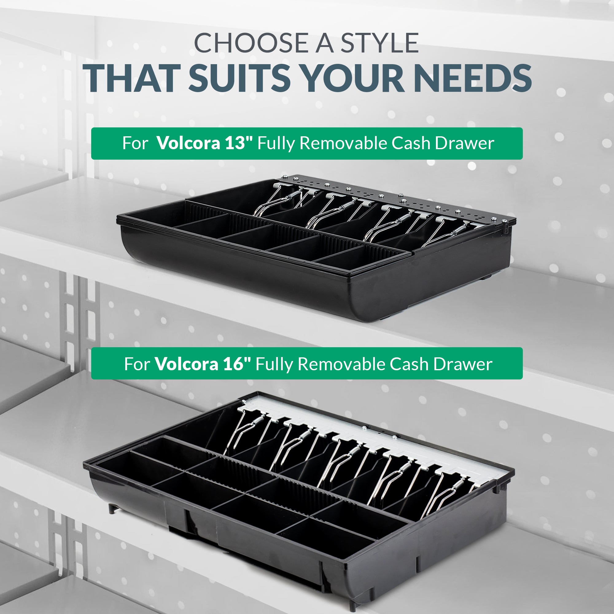 Volcora 13'' Cash Drawer Tray - 11.7 x 10.3 x 2.3 Inch, 4 Bill / 5 Coin - Without Locking Cover