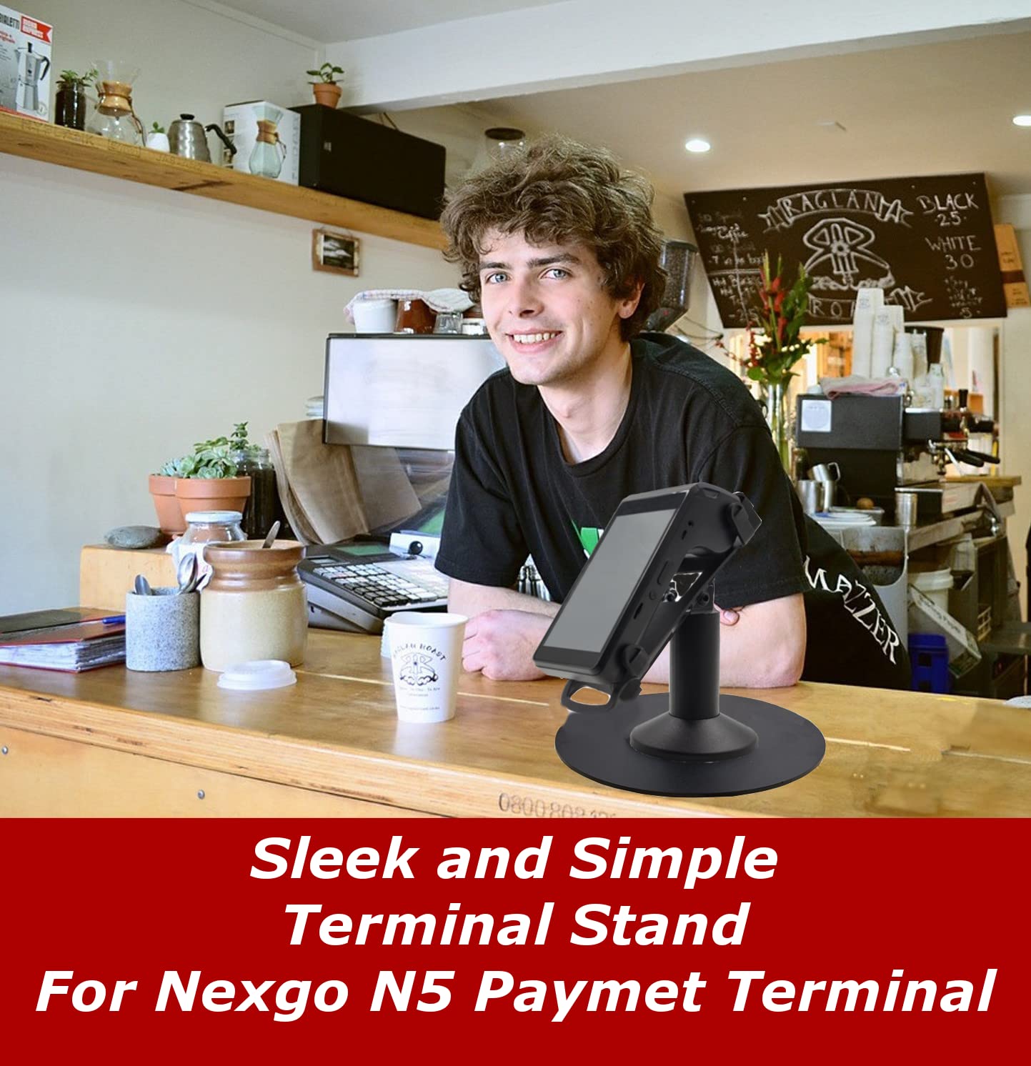 Nexgo N5 Low Profile Freestanding Swivel and Tilt Stand with Round Plate