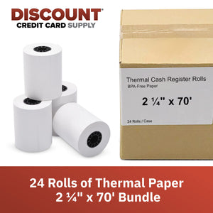 2 1/4" x 70' Thermal Paper (24 Rolls)