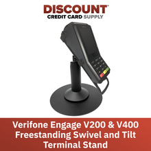 Load image into Gallery viewer, Verifone V200 &amp; V400 Freestanding Swivel and Tilt Stand with Round Plate
