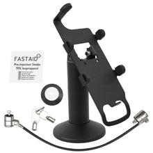 Load image into Gallery viewer, Verifone P200/P400 Swivel and Tilt Terminal Stand with Device to Stand Security Tether Lock, Two Keys 8&quot; (Black) - DCCSUPPLY.COM
