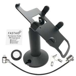 Vx805 Swivel and Tilt Terminal Stand with Device to Stand Security Tether Lock, Two Keys 8" (Black) - DCCSUPPLY.COM