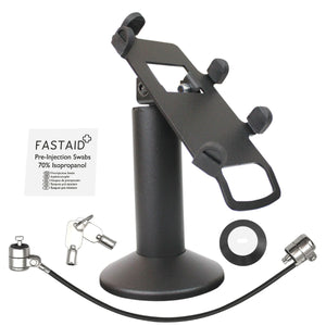 First Data RP10 Swivel and Tilt Terminal Stand with Device to Stand Security Tether Lock, Two Keys 8" (Black) - DCCSUPPLY.COM