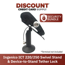 Load image into Gallery viewer, Ingenico ICT220/250 Swivel and Tilt Terminal Stand with Device to Stand Security Tether Lock, Two Keys 8&quot; (Black) - DCCSUPPLY.COM
