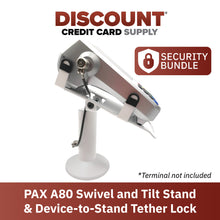 Load image into Gallery viewer, PAX A80 White Swivel and Tilt Terminal Stand and Device to Stand Security Tether Lock, Two Keys 8&quot; (Black) - DCCSUPPLY.COM
