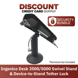 Ingenico Desk/3500/5000 Swivel and Tilt Stand with Device to Stand Security Tether Lock, Two Keys 8" (Black) - DCCSUPPLY.COM