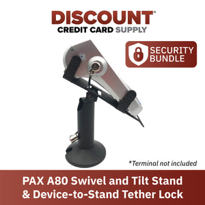 PAX A80 Black Swivel and Tilt Terminal Stand with Device to Stand Security Tether Lock, Two Keys 8" (Black) - DCCSUPPLY.COM