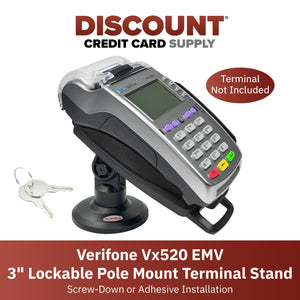 Verifone Vx520 EMV 3" Key Locking Compact Pole Mount Terminal Stand - DCCSUPPLY.COM