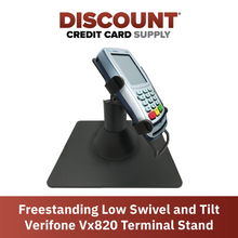 Load image into Gallery viewer, Verifone Vx820 Low Profile Swivel and Tilt Freestanding Metal Stand with Square Plate - DCCSUPPLY.COM
