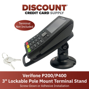 Verifone P200/P400 3" Key Locking Compact Pole Mount Terminal Stand - DCCSUPPLY.COM