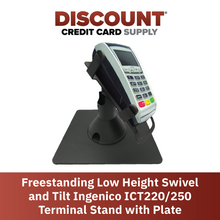 Load image into Gallery viewer, Ingenico ICT220 / ICT 250 Low Profile Swivel and Tilt Freestanding Metal Stand with Square Plate - DCCSUPPLY.COM
