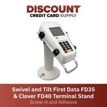 Load image into Gallery viewer, First Data FD35/ FD40 PIN Pad Swivel and Tilt Stand - White Metal - DCCSUPPLY.COM
