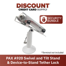 Load image into Gallery viewer, PAX A920 Swivel and Tilt Terminal Stand with Device to Stand Security Tether Lock, Two Keys 8&quot; (Black) - DCCSUPPLY.COM
