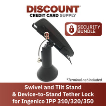 Load image into Gallery viewer, Ingenico IPP310/315/320/350 Swivel and Tilt Terminal Stand with Device to Stand Security Tether Lock, Two Keys 8&quot; (Black) - DCCSUPPLY.COM
