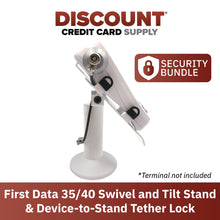 Load image into Gallery viewer, Clover FD-40 PIN Pad White Swivel and Tilt Stand with Device to Stand Security Tether Lock, Two Keys 8&quot; (Black) - DCCSUPPLY.COM
