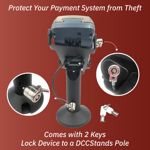 PAX S80 Swivel and Tilt Terminal Stand and Device to Stand Security Tether Lock, Two Keys 8" (Black) - DCCSUPPLY.COM