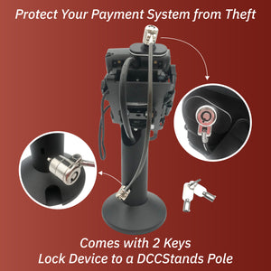 PAX S300/SP30 Swivel and Tilt Terminal Stand with Device to Stand Security Tether Lock, Two Keys 8" (Black) - DCCSUPPLY.COM