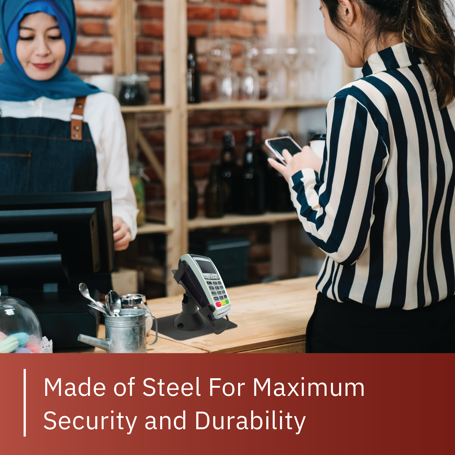 Ingenico ICT220 / ICT 250 Low Profile Swivel and Tilt Freestanding Metal Stand with Square Plate - DCCSUPPLY.COM