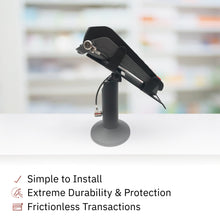 Load image into Gallery viewer, Ingenico Desk/3500/5000 Swivel and Tilt Stand with Device to Stand Security Tether Lock, Two Keys 8&quot; (Black) - DCCSUPPLY.COM
