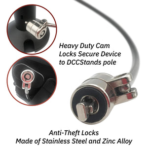 Device to Stand Security Tether Lock , Two Keys 8" (Black) - DCCSUPPLY.COM