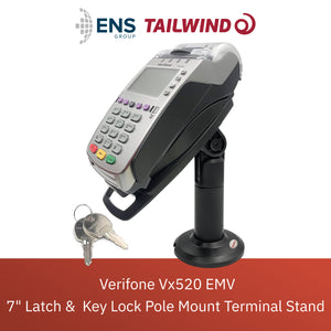 Verifone Vx520 EMV 7" Key Locking Pole Mount Terminal Stand-Slim Design