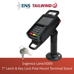 Ingenico Lane/5000 7" Key Locking Slim Design Pole Mount Stand