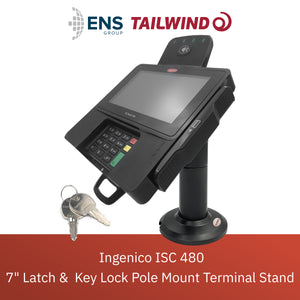 Ingenico ISC 480 7" Key Locking Slim Design Pole Mount Stand