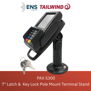 PAX S300 7" Key Locking Slim Design Pole Mount Terminal Stand