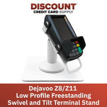 Load image into Gallery viewer, Dejavoo Z8 &amp; Z11 Low Freestanding Swivel and Tilt Stand with Square Plate (White)
