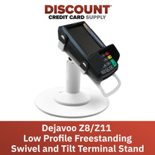 Load image into Gallery viewer, Dejavoo Z8 / Dejavoo Z11 Low Freestanding Swivel and Tilt Stand with Round Plate (White) - Fits Dejavoo Z11 HW # v1.3
