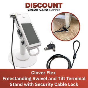 Clover Flex Freestanding Swivel and Tilt Stand with Round Plate, Device to Counter Tether Lock (White) for C401U POS