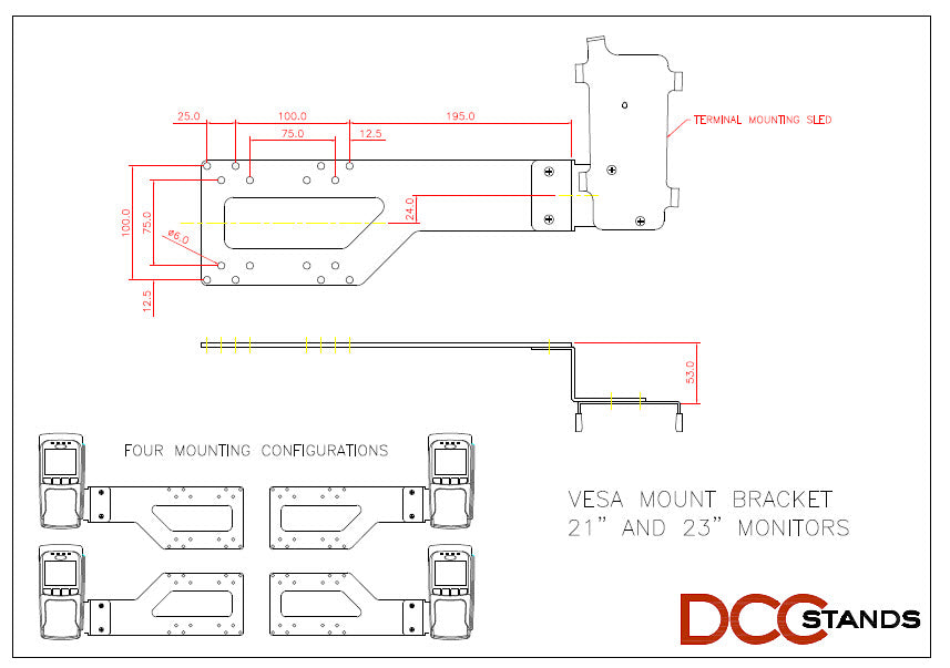 Ingenico Lane/3000/5000/7000/8000 23" VESA Mounting Bracket - DCCSUPPLY.COM